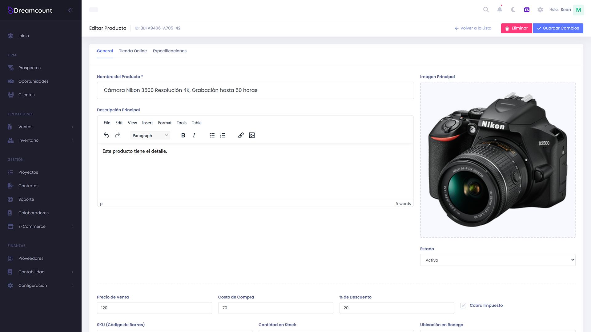 Dreamcount Inventory Dark Mode